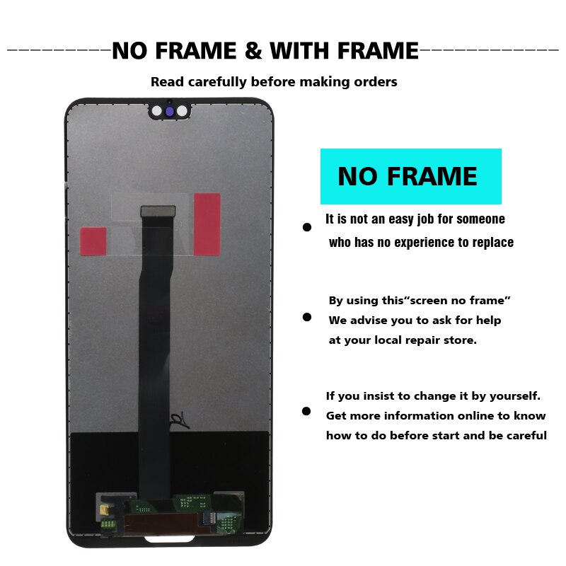 100% D'origine LCD Avec Cadre Pour Huawei P20 EML-L09 EML-L22 EML-L29 EML-AL00 L'assemblée de convertisseur analogique-Numérique D'écran Tactile d'affichage d'affichage à cristaux liquides de Remplacer