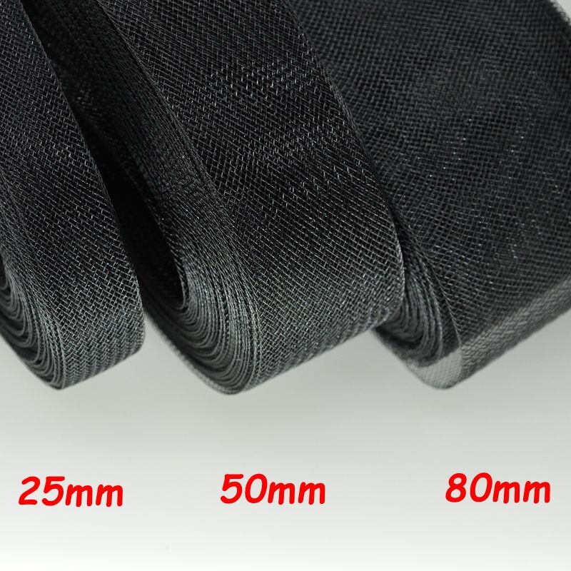 25/50/80mm 50 yards plat rigide plaine crinoline crinoline crin maille tresse pour robe de mariée/chapeau accessoires de couture: 02 / 80mm