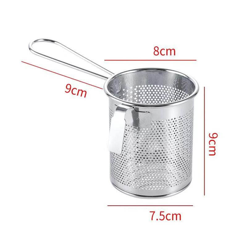 Zilver Rvs Pot Zeef Friteuse Koekenpan Zeef Food Vergiet Noodle Dumplings Filter Keukengerei: M