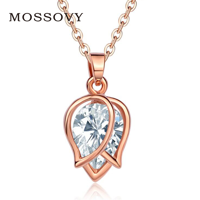 Mossovy Tulip Rose Goud Zilver Ketting Vrouwen Bloem Ketting Kettingen Hanger Zirconia Mode-sieraden voor Vrouwen Bijoux Femme