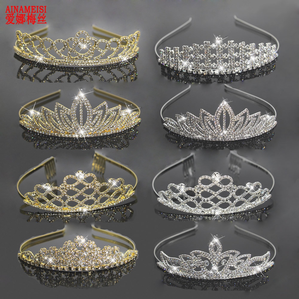 Ainameisi Mode Tiara Wedding Bridal Haarbanden Crown Gold Crystal Rhinestone Tiara Haar Accessoires Vrouwen Sieraden