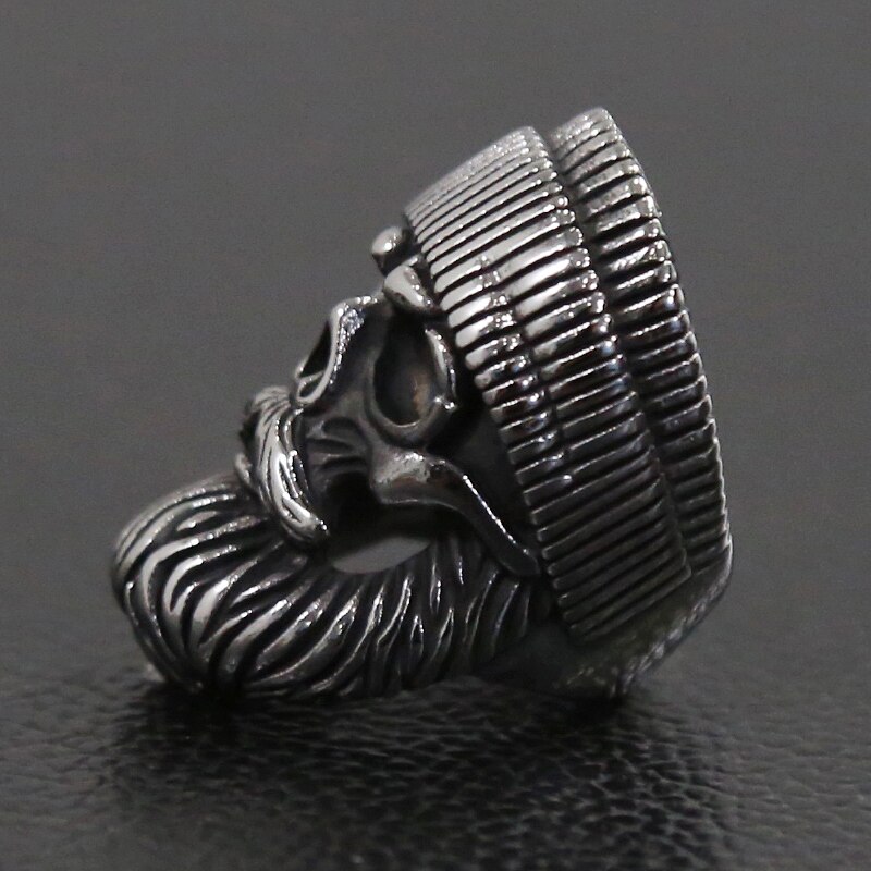 Punk Grote Baard Dragen Hoed Schedel Ring Mannen Jongens Roestvrij Staal Oude Man Skull Biker Ringen Cool Hip Hop Sieraden creativiteit