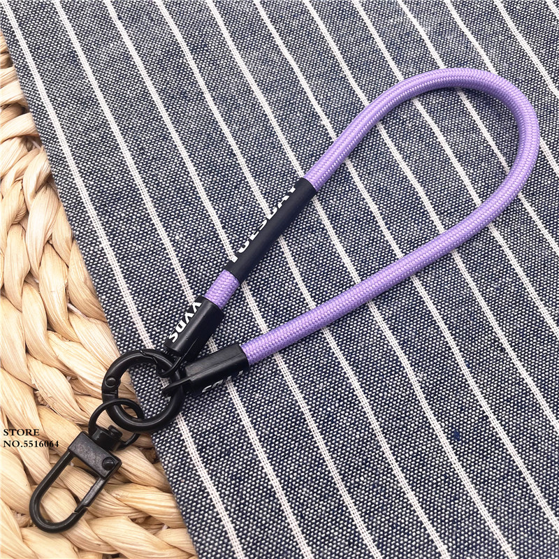 LLavero de Color fluorescente, llaveros con hebilla de Clip de Metal, correa para teléfono móvil, cordón antipérdida, cordón colgante, correa para muñeca para llaves: Blanco