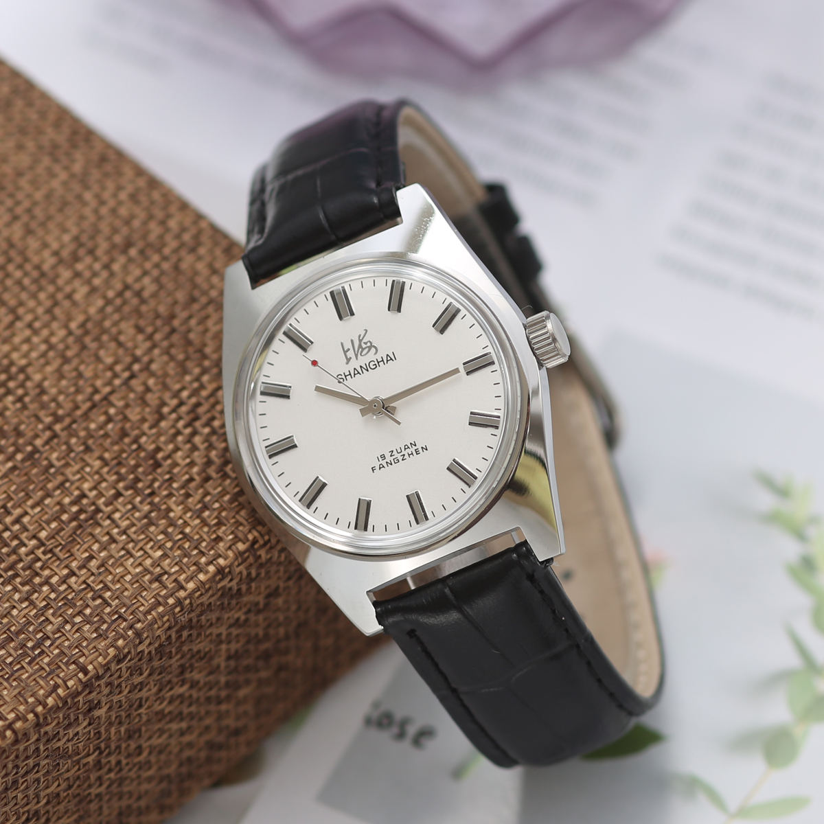 Shanghai 7120 mechanische Uhr mit Handaufzug für Herren, 36 mm, Retro-Business-Uhr, klassischer, schlichter Look: Rot
