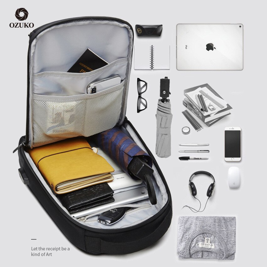 OZUKO Geschäft Brust Tasche Wasserdichte Crossbody Handtasche USB Ladung Schulter Tasche iPad Telefon Pack Anti-diebstahl Brieftasche