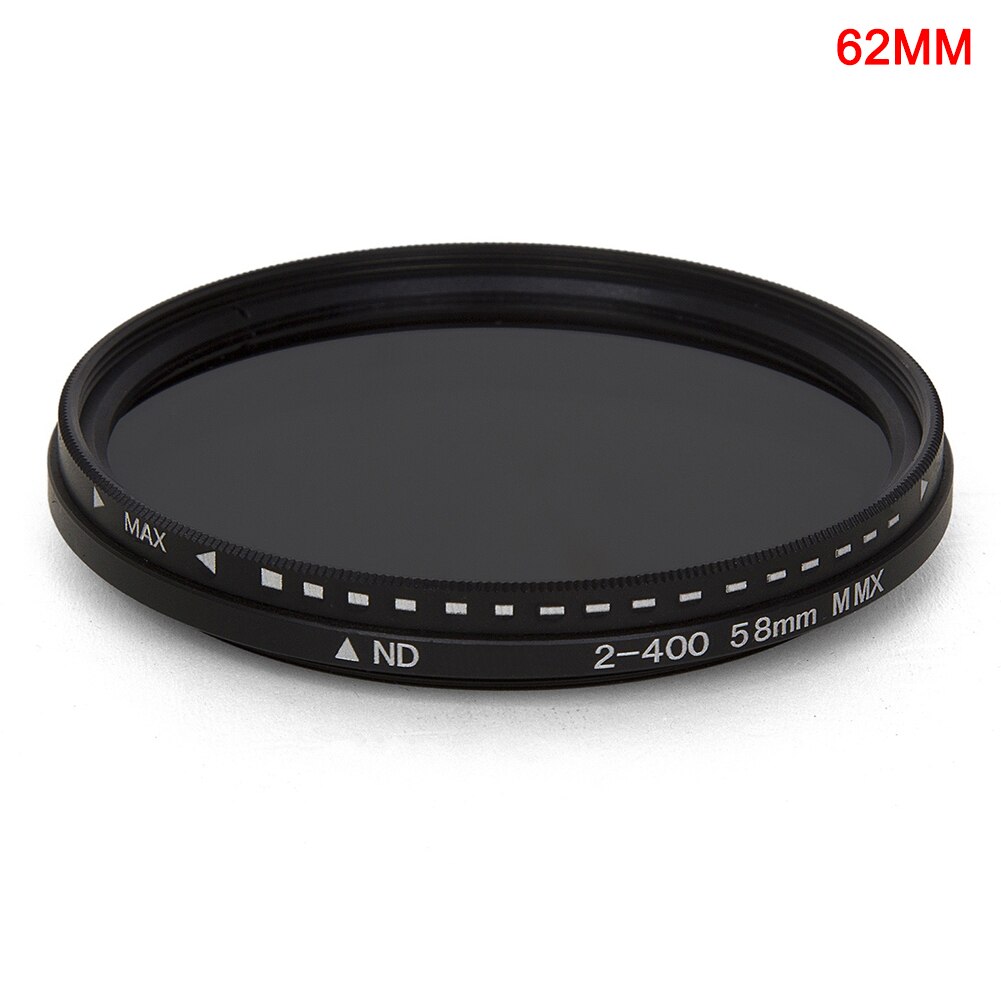 Fader Variable ND Filter Adjustable ND2 to ND400 Neutral Density for Camera Lens AS99: 62mm