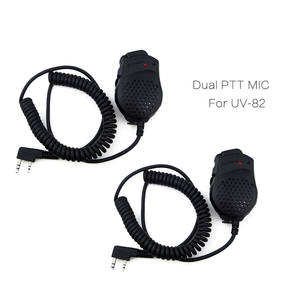 2PCS Dual PTT Earpiece MIC Speaker UV-82 UV-8 UV82L UV-89 UV-82 Plus UV-82TP GT-5TP UV-82HP UV-82HX Microphone for Baofeng UV 82