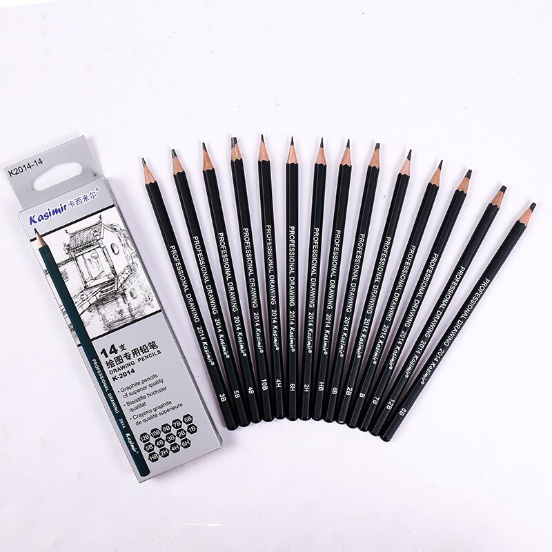 14 PCS/set Sketch Drawing Pencil Set 6H 4H 2H HB B 2B 3B 4B 5B 6B 7B 8B 10B 12B Painting Pencil Stationery Supplies
