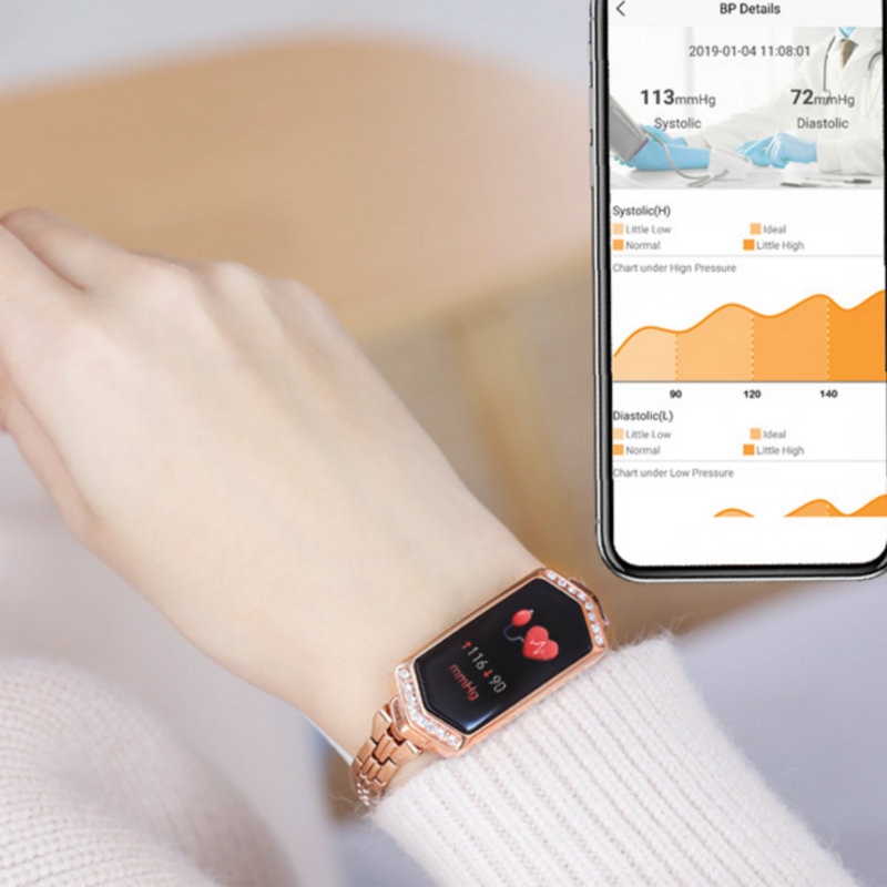 B78 kvinnor smart band fitness armband pulsmätare blodtrycksklocka fitness tracker smart armband för android ios