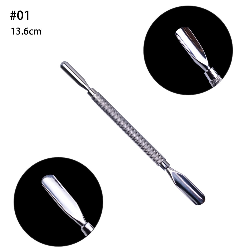 Cuticle Pusher Stainless Steel Nail Stick Cuticle Remover Gel Polish Manicure Nail Cleaning Pedicure Tools FB01-09: 01