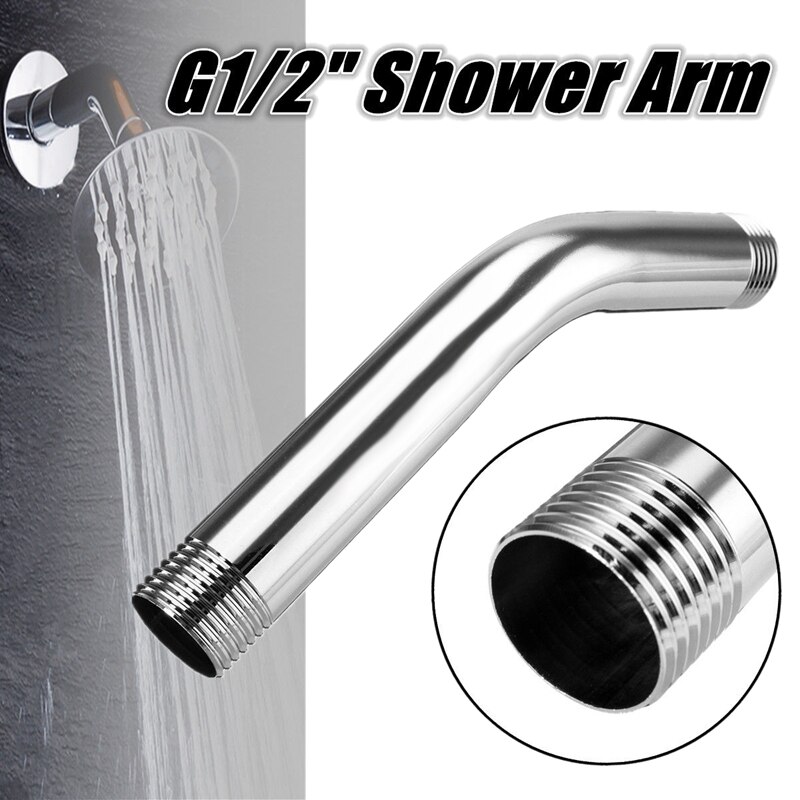 ! G1/2 inch 15cm Wall Mounted Stainless Steel Shower Head Extension Angled Shower Arm Extra Pipe