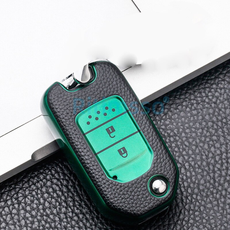 Tpu Key Cover Case for Honda CRV Pilot Accord Civic Car Shell Auto Key Keychain Keyring: Green Shell A