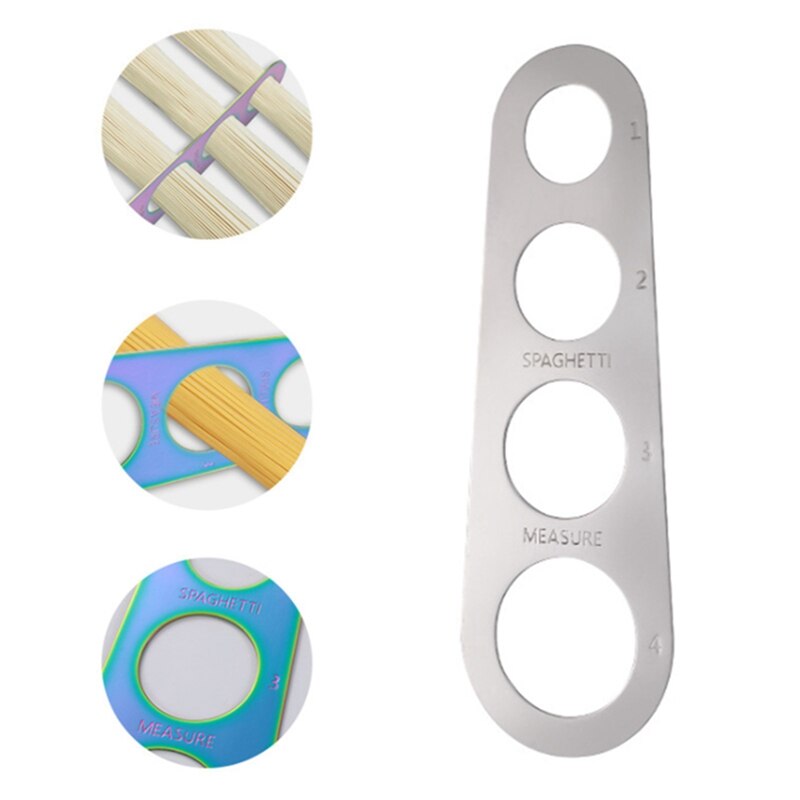 4 Serving Portion Stainless Steel Spaghetti Measurer Cooking Supplies Control Tools Easy Clearing Pasta Ruler Measuring Tool