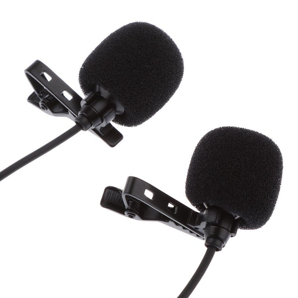 Mini Lavalier Lapel Microphone Dual Headed Recording Clip On Mic for iPhone iPad Samsung Tablet