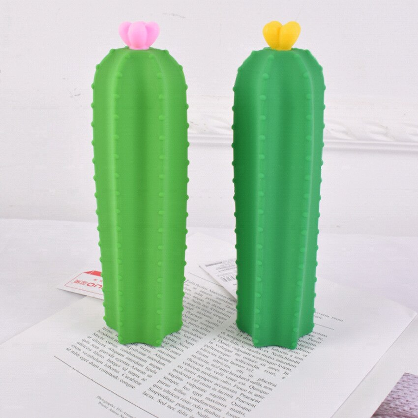 Kaktus blyant taske speciel-formet silikone blyant taske stor kapacitet studerende kaktus lynlås blyant taske