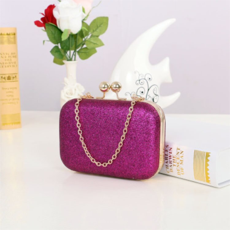 Bolso de mano Brillo de lentejuelas para mujer, Pochette lisa en color rosa y azul, para boda, banquete, , con asa: purple