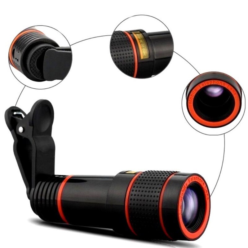 Tongdaytech Universele 12X Zoom Telelens Telescoop Mobiele Telefoon Camera Lens Met Clips Voor Iphone Samsung Smartphone