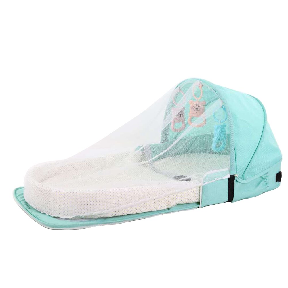 Cuna de bebé creativa, cama plegable portátil con mosquitera, bolsa de mamá multiusos, camas de viaje: Green