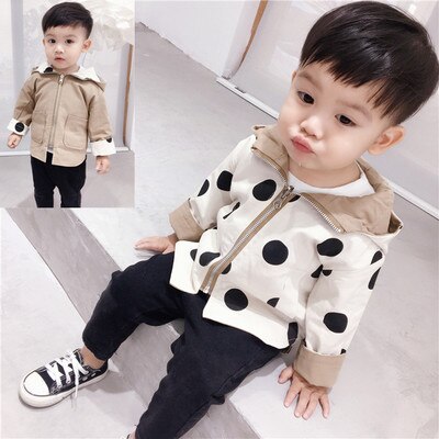 Spring Fall Baby Boys Girls Clothes Baby Kids Dot Jacket Toddler Wear On Both Side Windbreak Children Trench Coat Outerwear