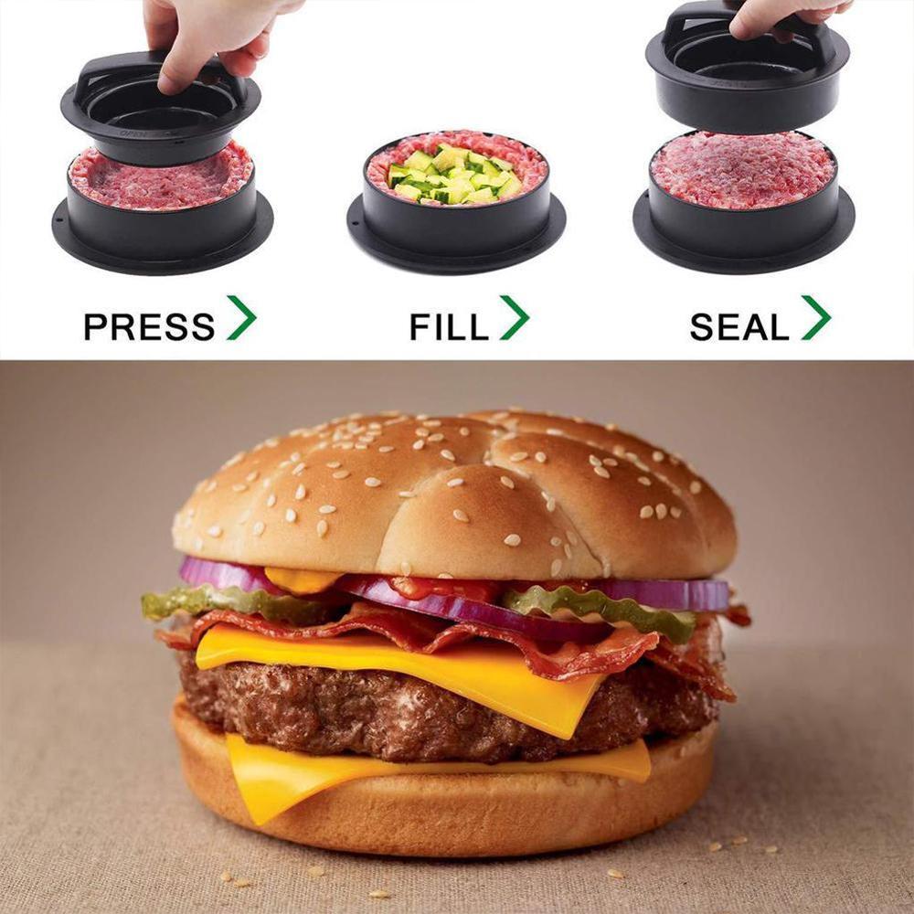 Kök rund form burgerpress mat-kvalitet abs hamburgare köttpress nötkött grill hamburgare press patty maker mögel mögel verktyg