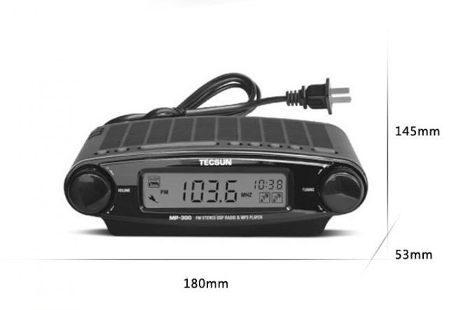 Tecsun Radio MP-300 DSP FM Stereo USB MP3 Player Desktop Clock ATS Alarm Black FM Portable Radio Receiver Y4137A Tecsun MP300