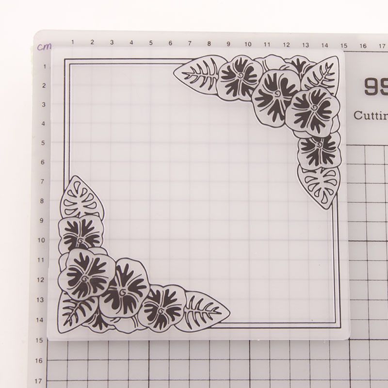 Flower Corner Plastic Embossing Folder Template DIY Scrapbook Photo Album Card