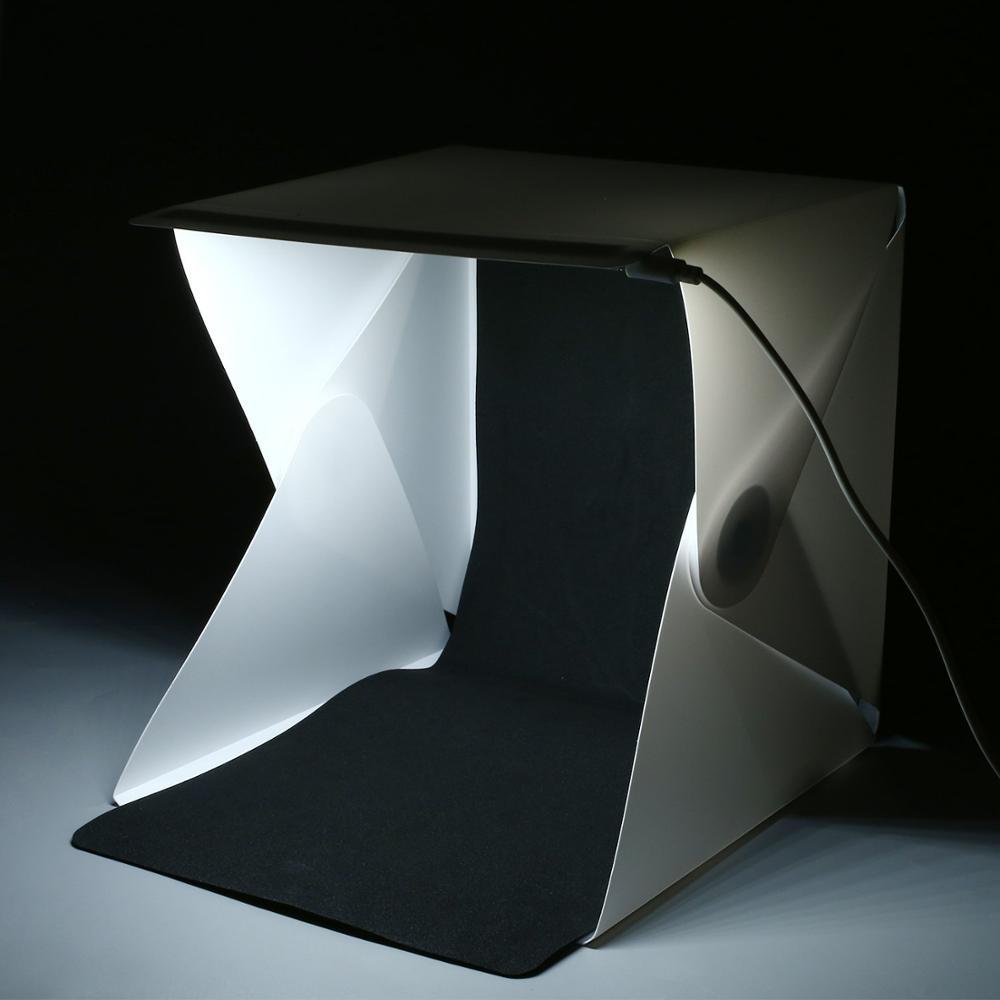 Fifata 20*20cm mini foldestudie bærbar diffus softbox lightbox med led sort hvid fotografering baggrund fotostudie