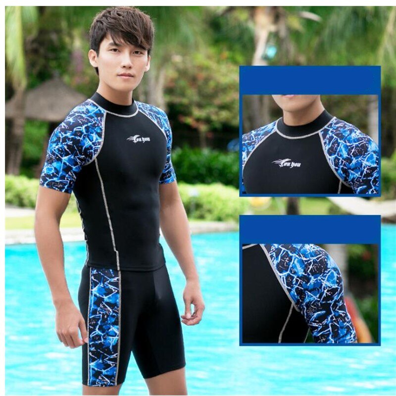 Badpak Mannen Pak Split Korte Mouwen Snorkelen Surfen Duikpak Zonnebrandcrème Badmode Zwemmen Sneldrogende Wetsuit