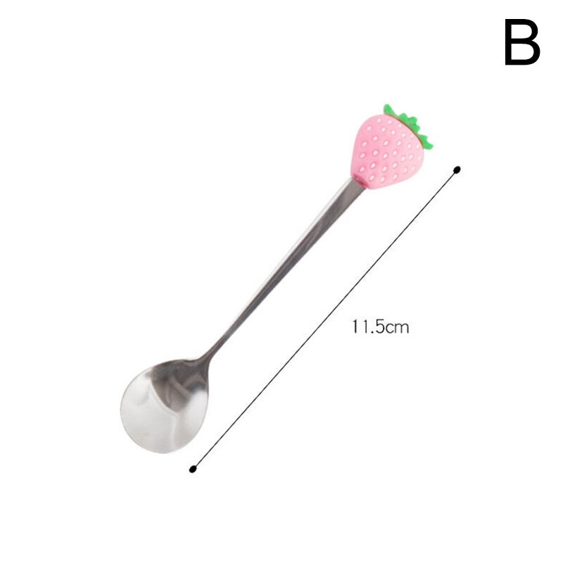 1 Pcs Stainless Steel Cute Fruit Shaped Coffee Spoons Fruit Dessert Spoon Fork Candy Tea Spoon Drink Tableware Kitchen Supplies: B
