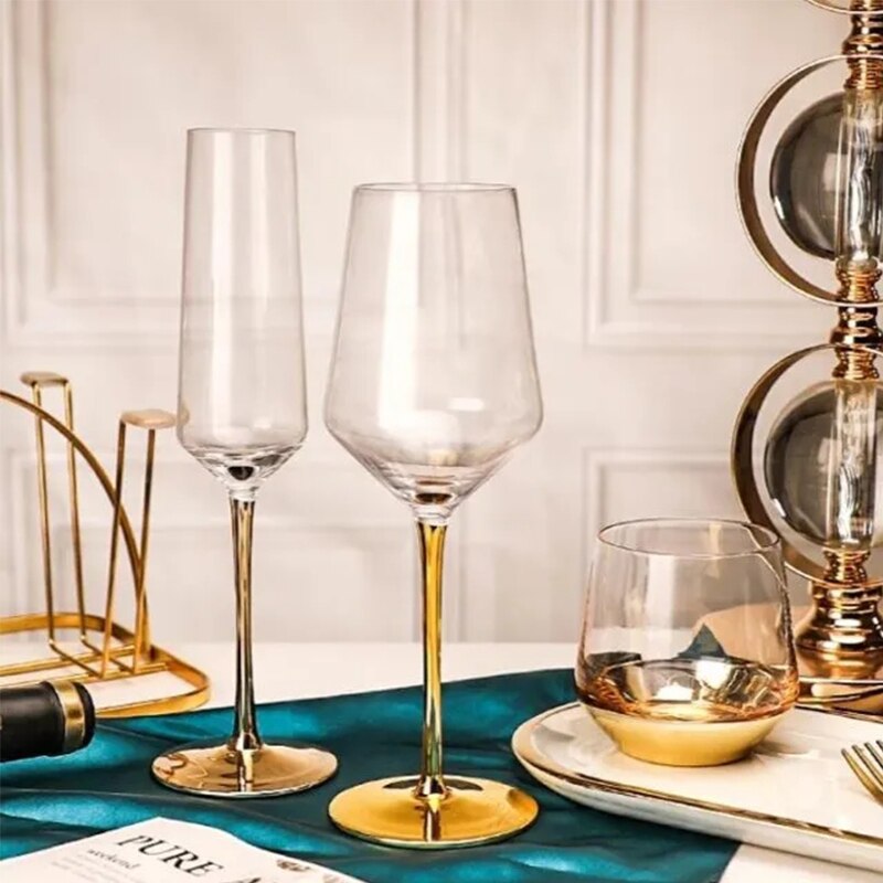Gold Galvaniseren Wijnglazen Cup Luxe Loodvrij Kristal Beker Champagne Glas Cocktail Bril Bruiloft Drinkware