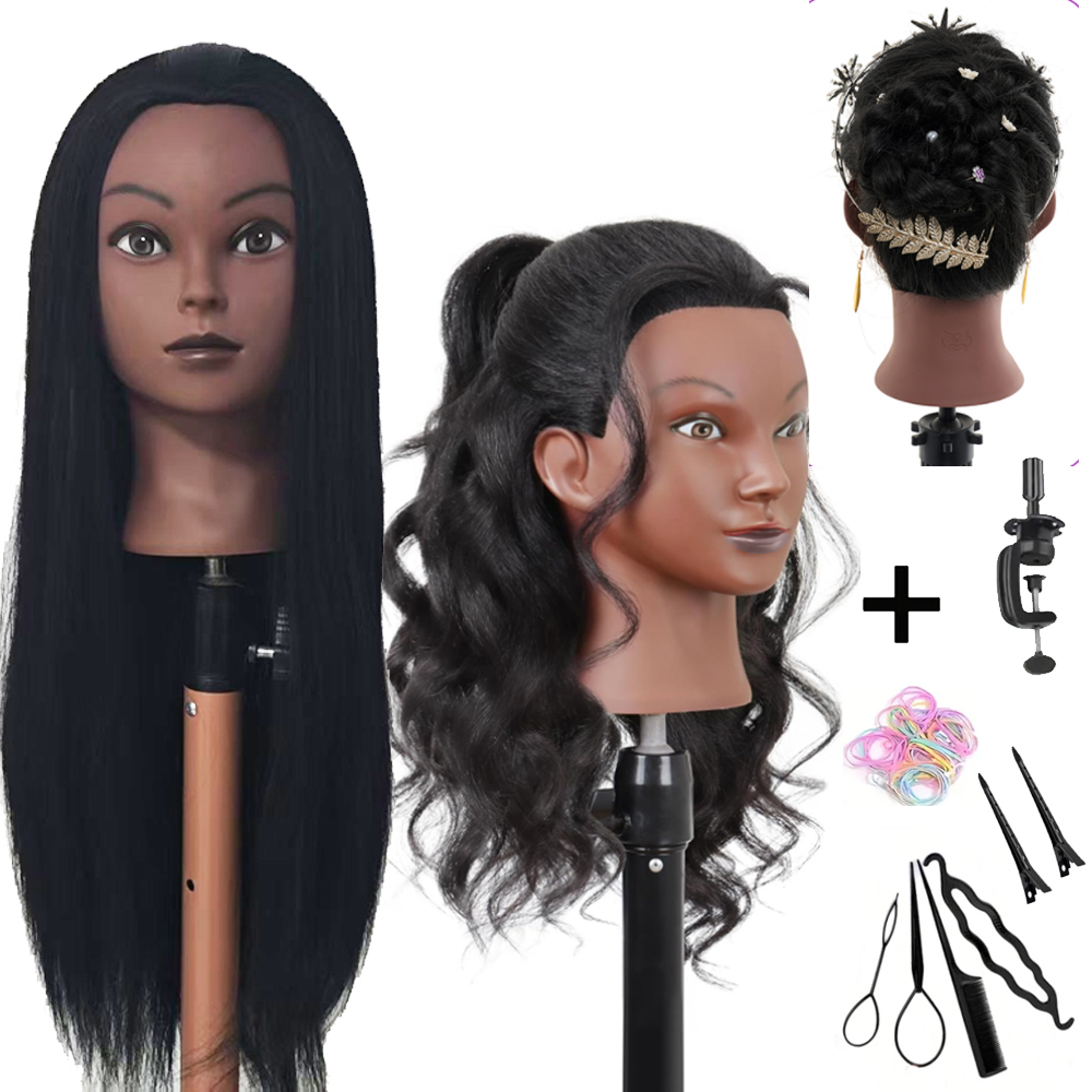 Cosmetology Mannequin Doll Head for Hairdresser Practice with Free Clamp Holder and Tools for Practice Braiding Hairstyling