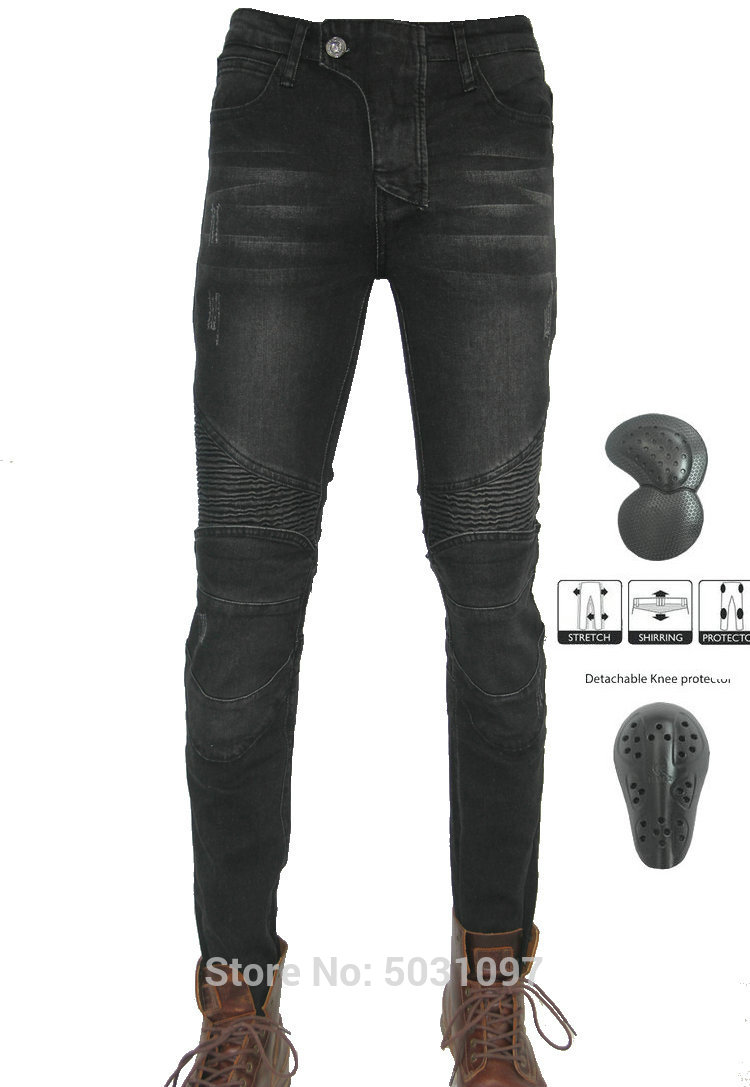 volero moto rcycle pantalon d'équitation super coupe slim moto pantalon de protection featherbad moto rbikers cyclisme jean noir: pants N upads / 36