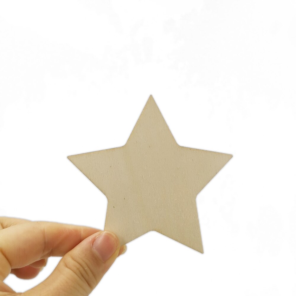 10pcs 80mm Wood Slices Wooden Stars Wood Star Slices Star Embellishments Wedding Crafts Making