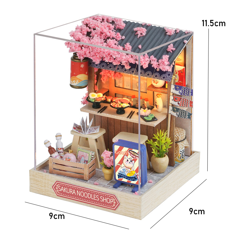 Casa de muñecas mágica, Kit de modelo de construcción de ensamblaje DIY en miniatura de madera, producción de juguetes de habitación pequeña, decoraciones con muebles: Gris