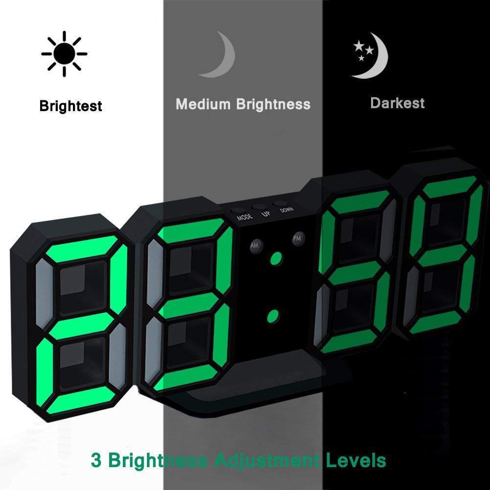 Smart 3d Digital Clock Alarm Clock Digital Wall Clock Alarm Clock Clock Electronic Large Temperature LED Clock C0T6