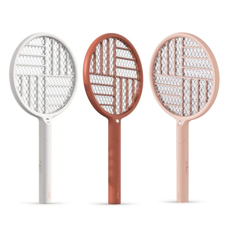 2 in 1 Foldable Electric Fly Swatter 1200mAh – Rechargeable Bug Zapper Tennis Racket with Safe to Touch Mesh Net