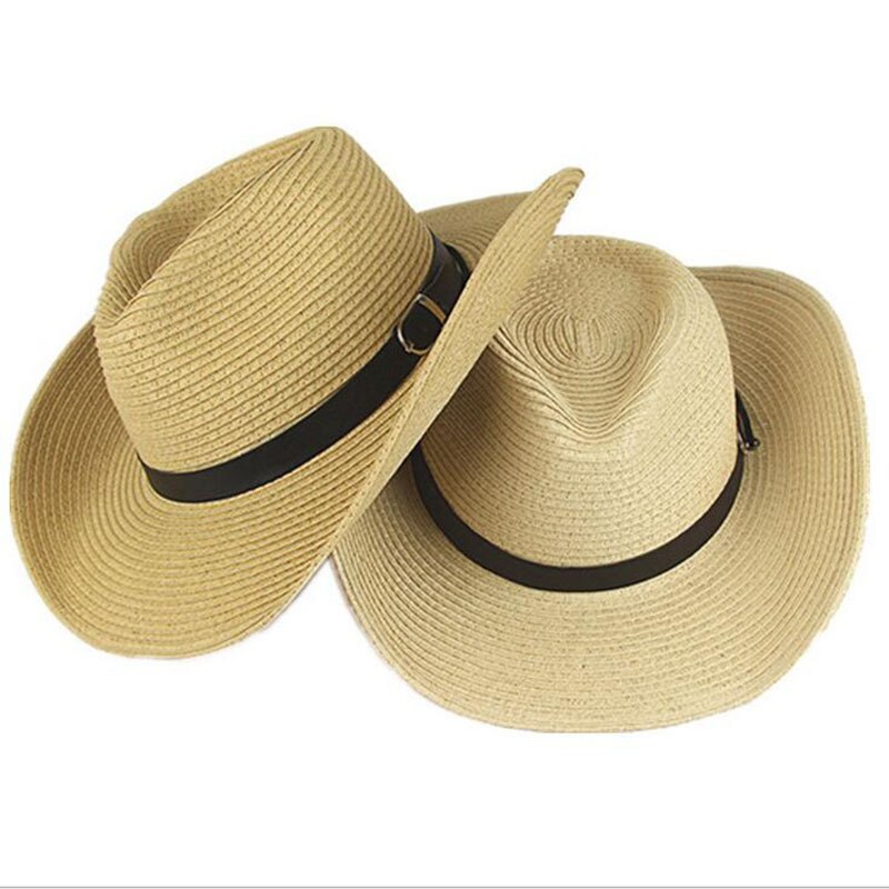 Mannen Western Cowboy Hoeden Opvouwbare Anti-Plundering Strooien Hoed Strand Zonnehoed Grote Rand Hoed Zomer hoed