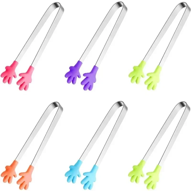 5PCS Mini Tong, Hand Shape Silicone Food Tongs, 5Inch Kid Tongs for Sugar Cubes Kitchen Tongs Perfect for Kids