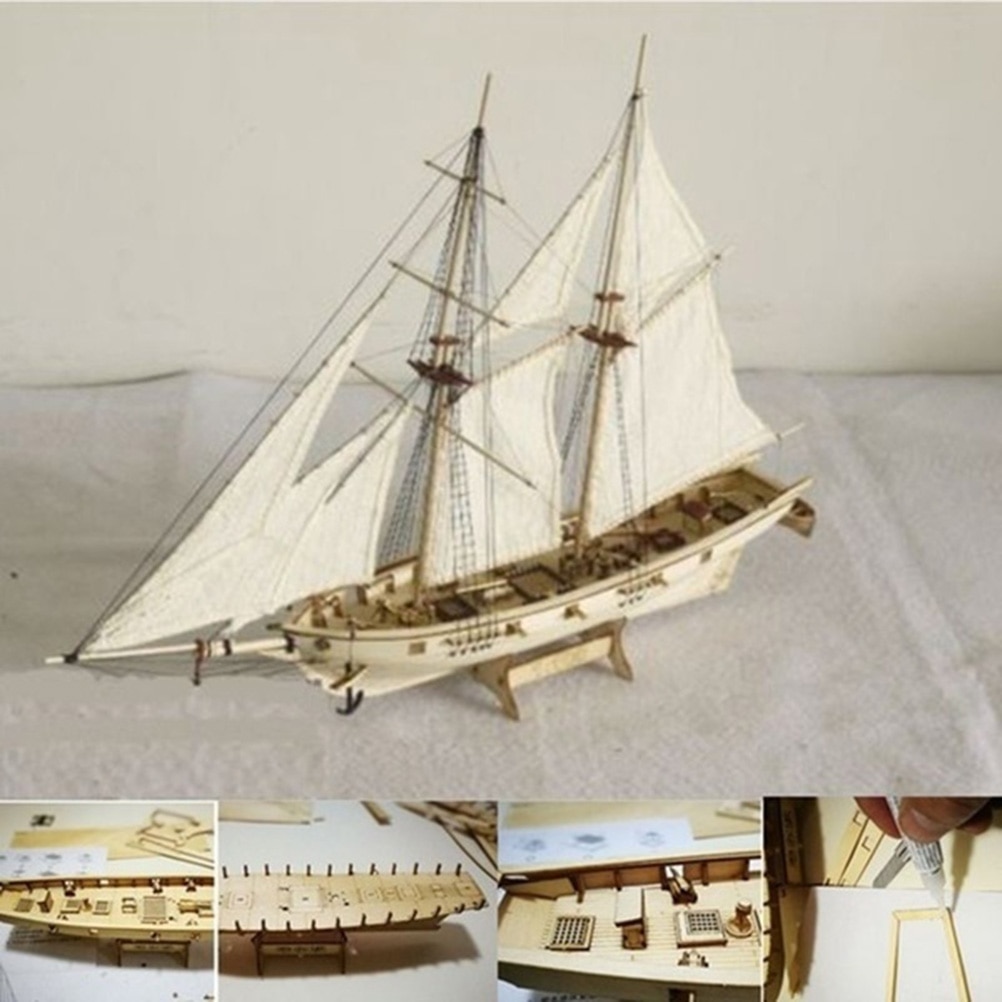 Schaal Zeilboot Model DIY Assemblage Model Kits Beeldjes Miniatuur Handgemaakte Houten Zeilboot Hout Ambachten Home Decor #20