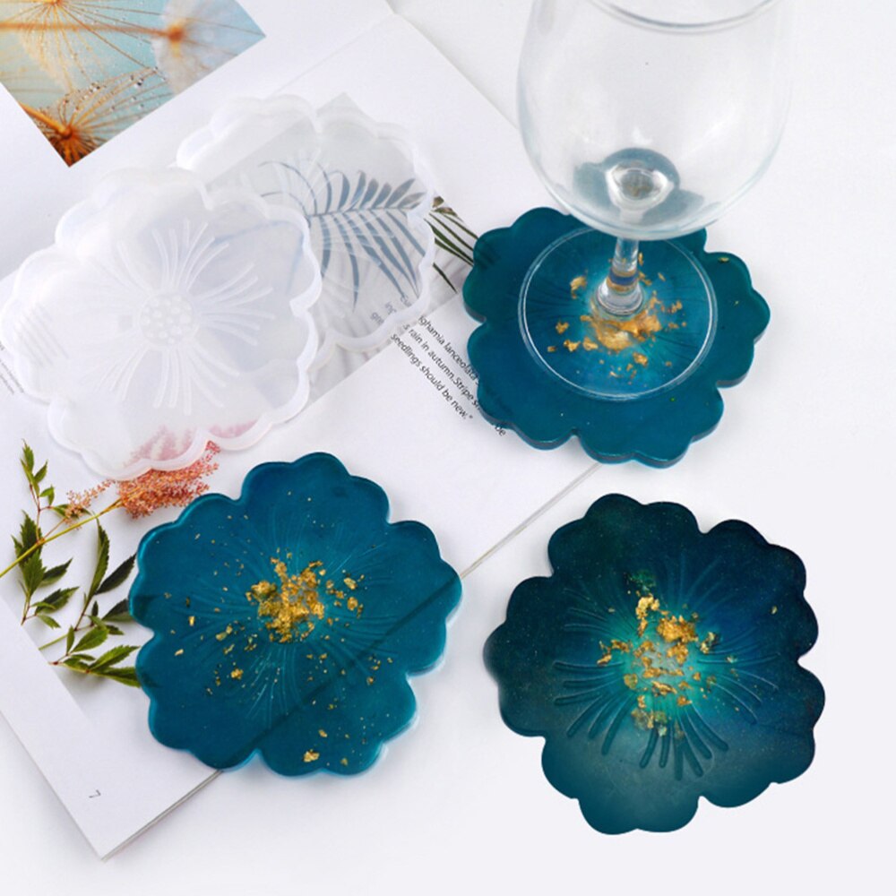 3Pcs Coaster Molds for Resin Casting Flower Epoxy Craft DIY Coaster Making Molds