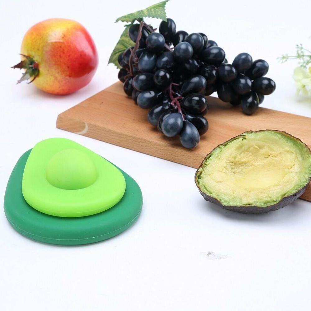 Household Green 2pcs Avocado Saver Silicone Fresh Food Fruit Huggers Foldable Cover Preservation Seal W0X2