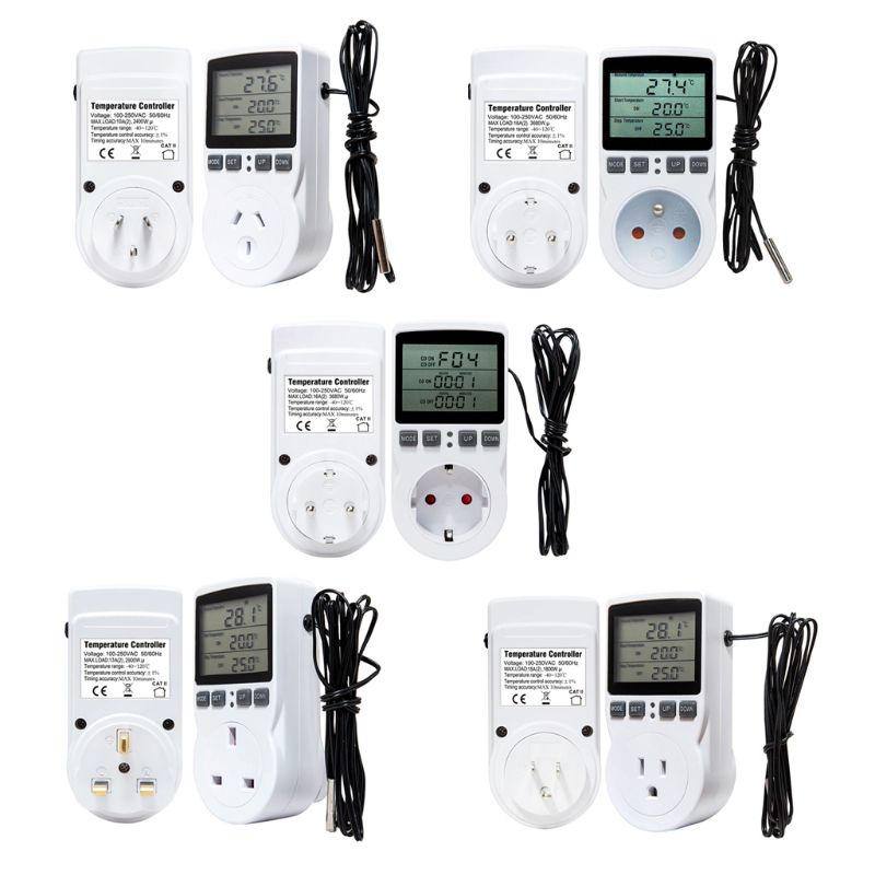Multifunctionele thermostaat digitale temperatuurregelaar stopcontact met tijdschakelaar sensorsonde verwarming koeling 16a