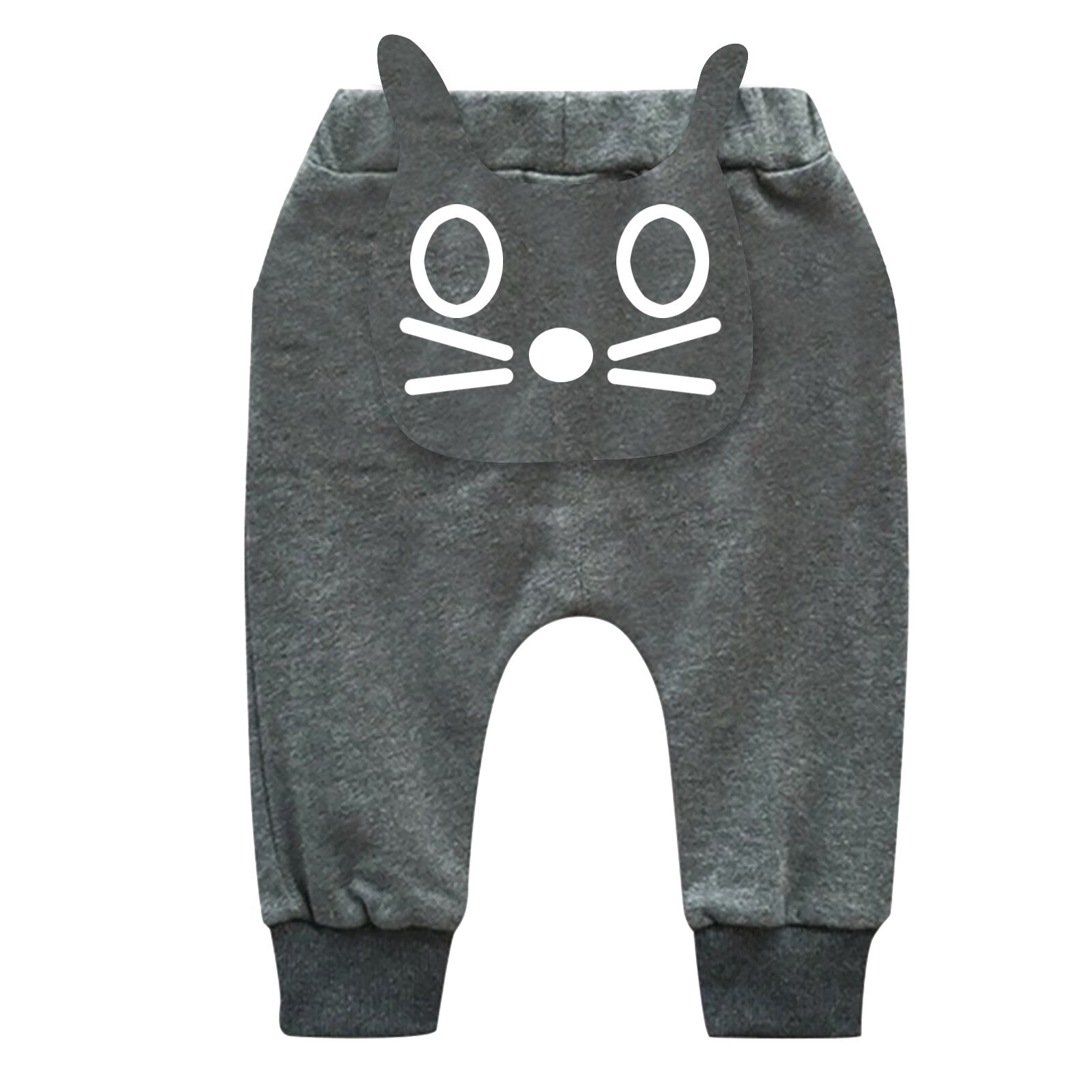 Pantalons de printemps pour bébés garçons et filles, ample, imprimé chat, dessin animé: GRIS / 2-3 Years