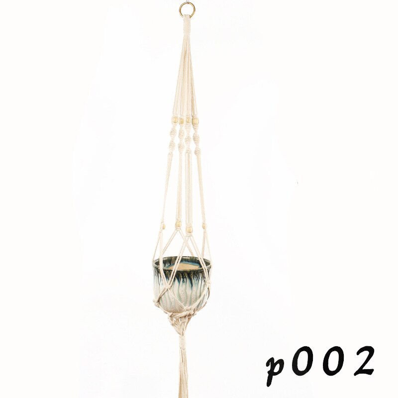 Macrame Plant Hanger Opknoping Bloempot Hanger Plant Houders Gevlochten Touw Opknoping Planter Mand Voor Thuis Indoor Outdoor Decor: p002