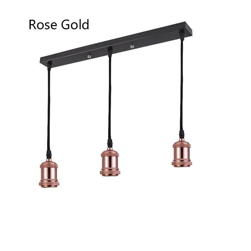 E27 Socket Aluminum Light Lamp Holder E26 Screw Bulb base Vintage Pendant lights Industrial Retro Fittings lamp holder Fixture: Rose Gold Long