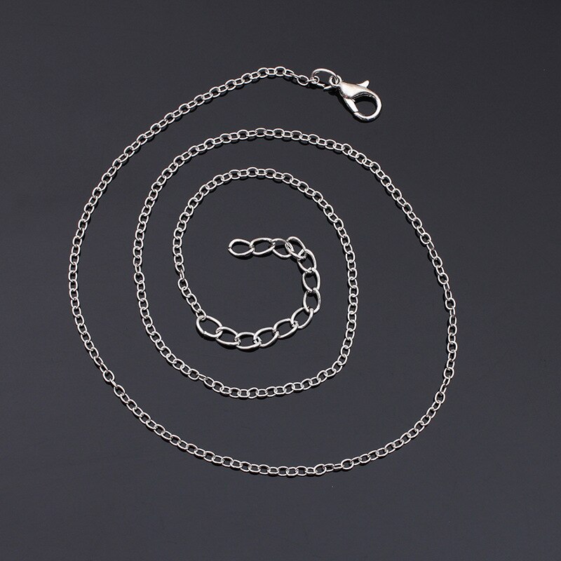 100 pz/lotto ARGENTO rodio di Rame Rotondo O di Collegamento Della Collana Della Catena 55 + 5 centimetri con Il Catenaccio in forma FAI DA TE Neckace monili Che Fanno