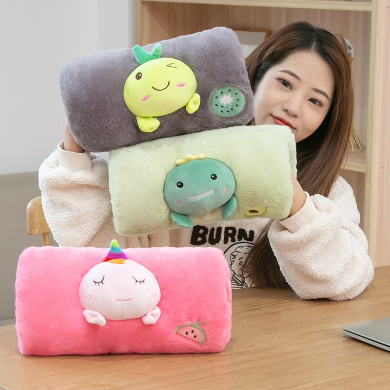 Peluche chauffe-main Kawaii pour filles, jouets en peluche doux, animaux, oreiller, poupée Fruit de dessin animé, de saint valentin pour enfants