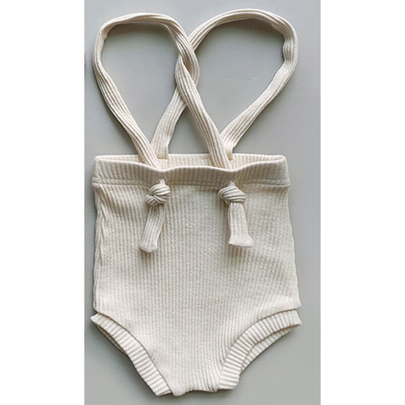Pagliaccetto con cinturino a costine in tinta unita per abbigliamento per ragazzi tuta per bambini traspirante in cotone estivo per bambino: apricot / 18 to 24 Months
