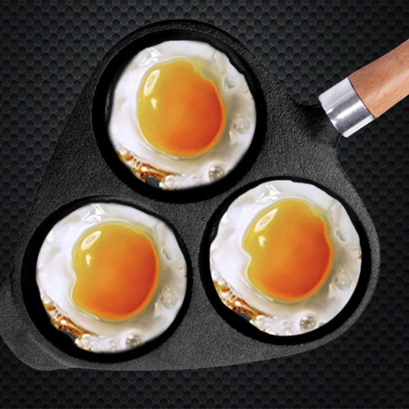 Støbejern omelet æggeburger stegt æggekande pandekageform med 3- former
