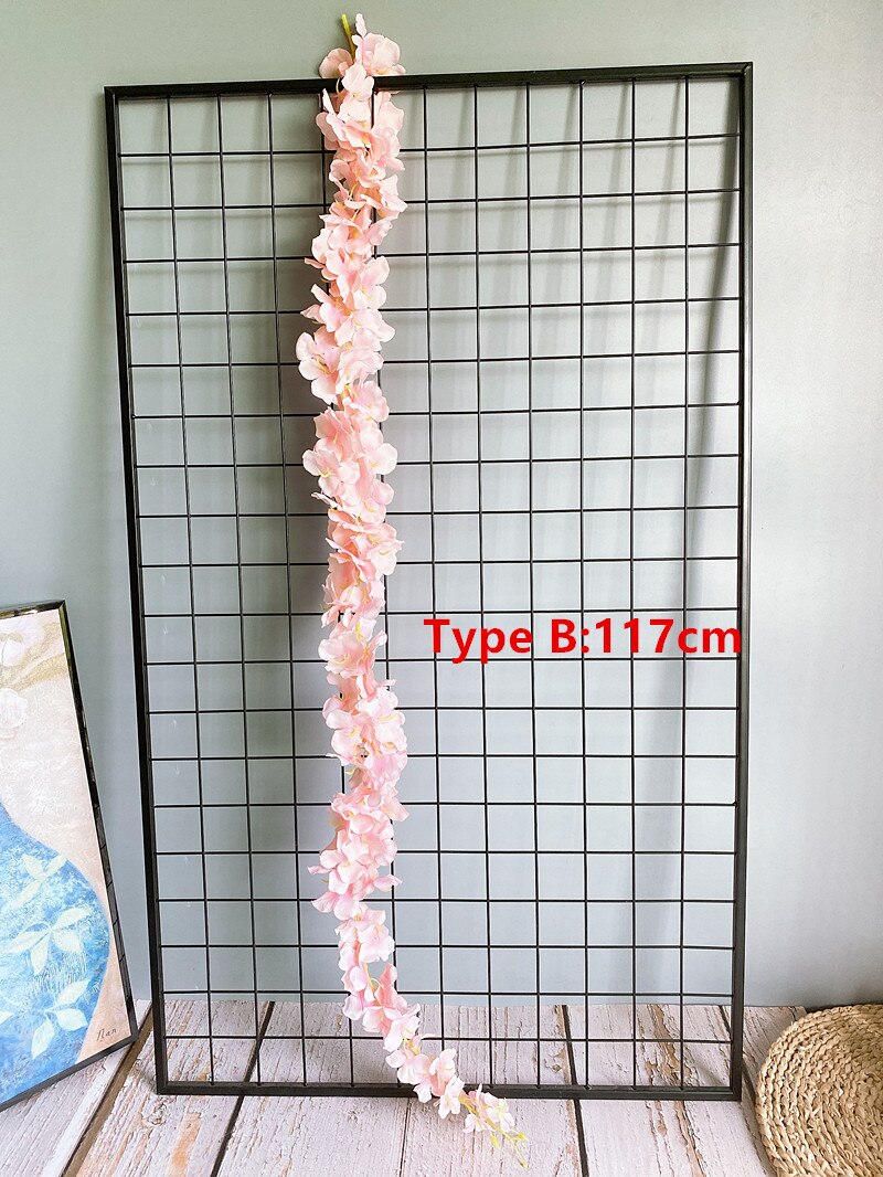 120cm długi sztuczny Wisteria kwiat winorośli jedwabiu hortensja rattan DIY ślub urodziny strona dekoracji ściany tło kwiaty: rodzaj B różowy  117CM